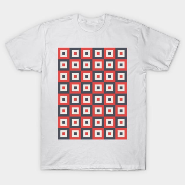 Black and Red Checkered Pattern T-Shirt by kallyfactory